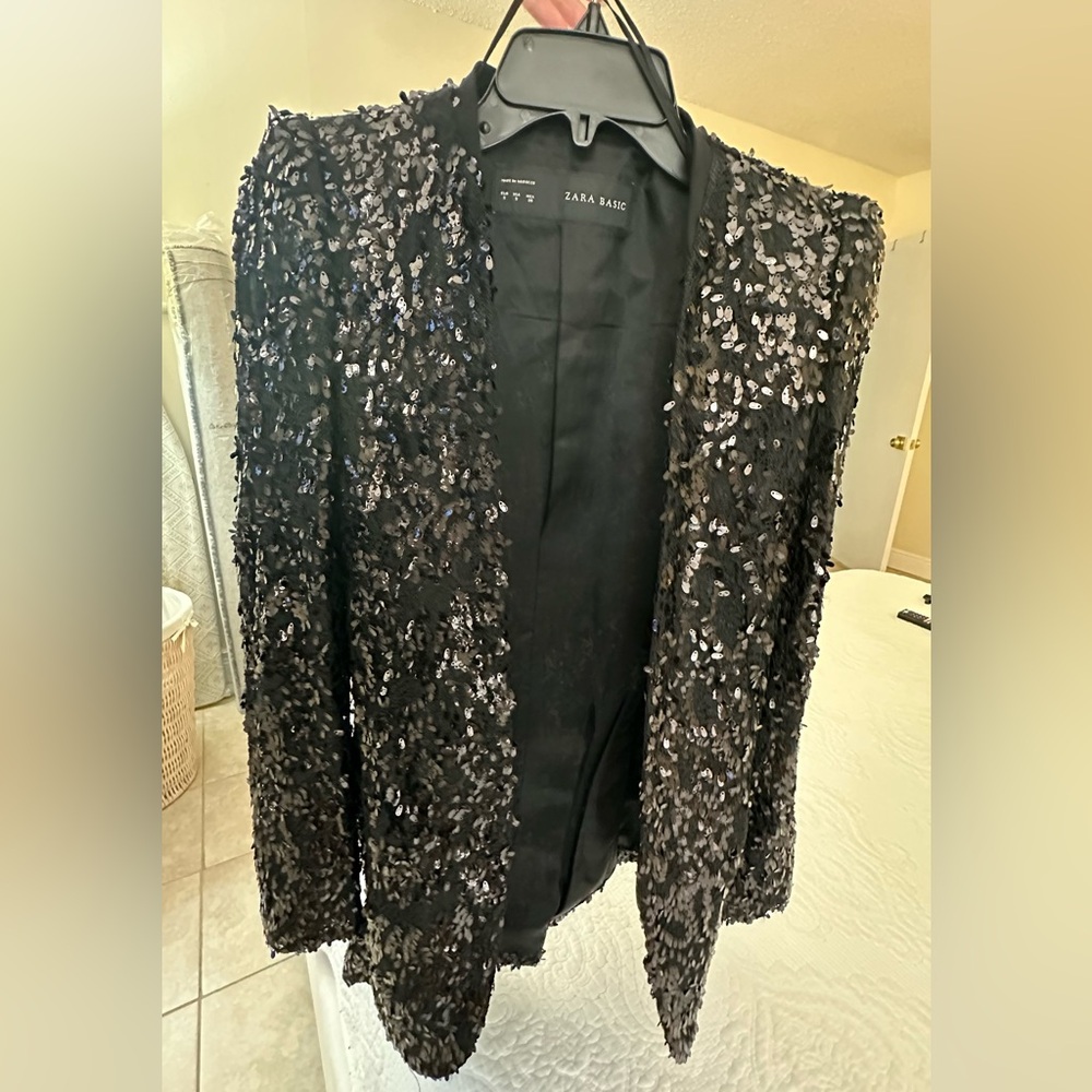 Zara Black Sequin Blazer
